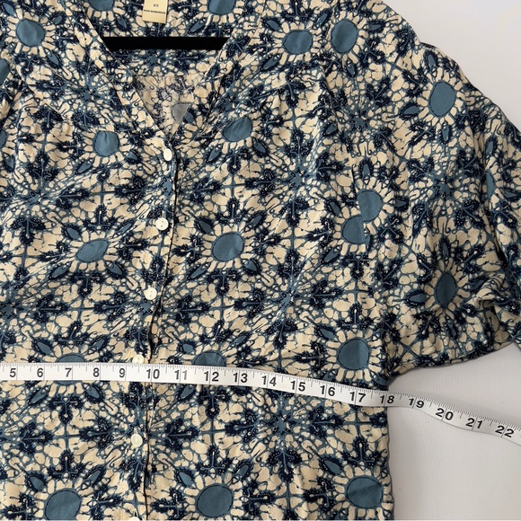 LUCKY BRAND XS Blue Floral Button Up Collar - Picture 6 of 9